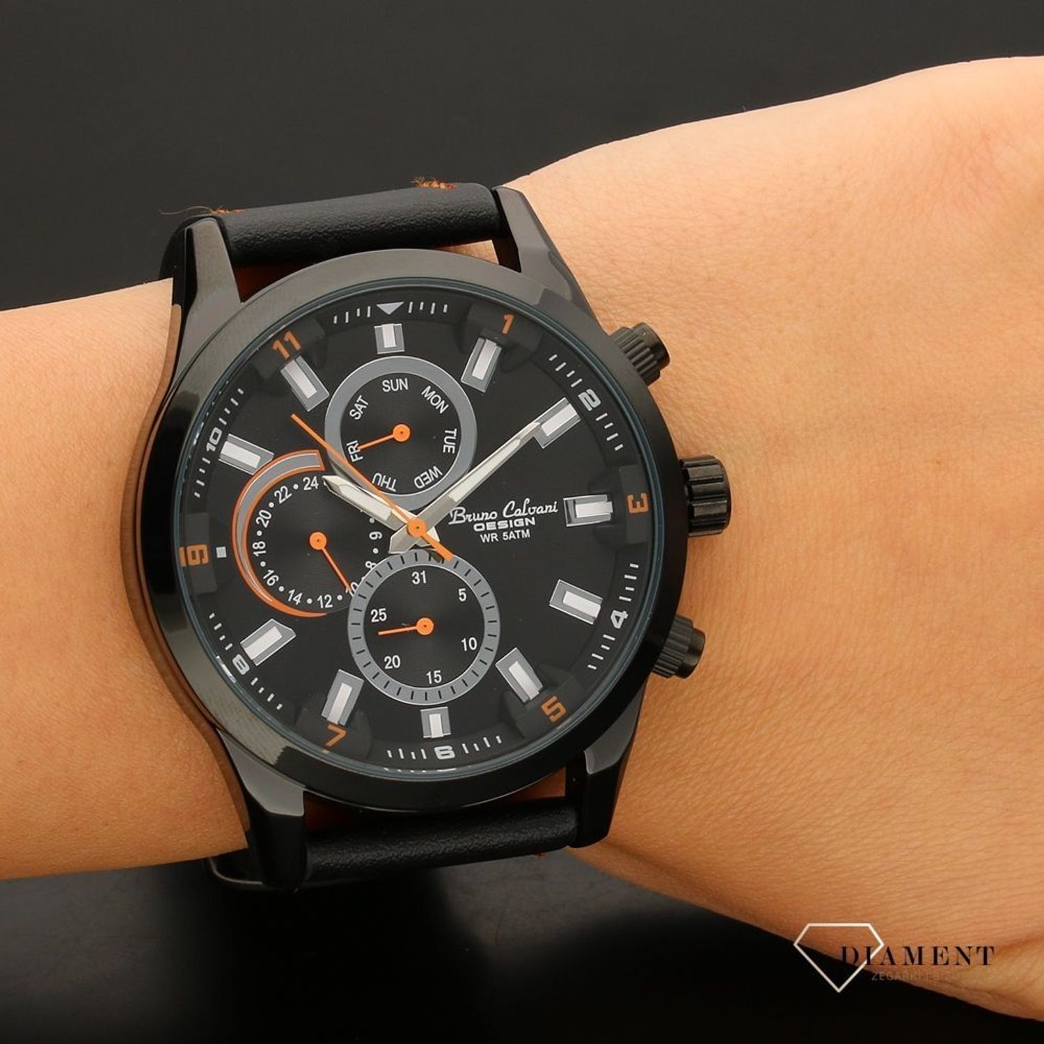 Zegarek męski Bruno Calvani BC992 pasek pomarańczowy.jpg